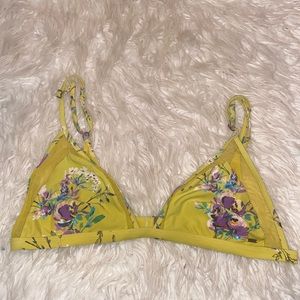Yellow Rip Curl Bikini Top Floral Pattern with Mesh